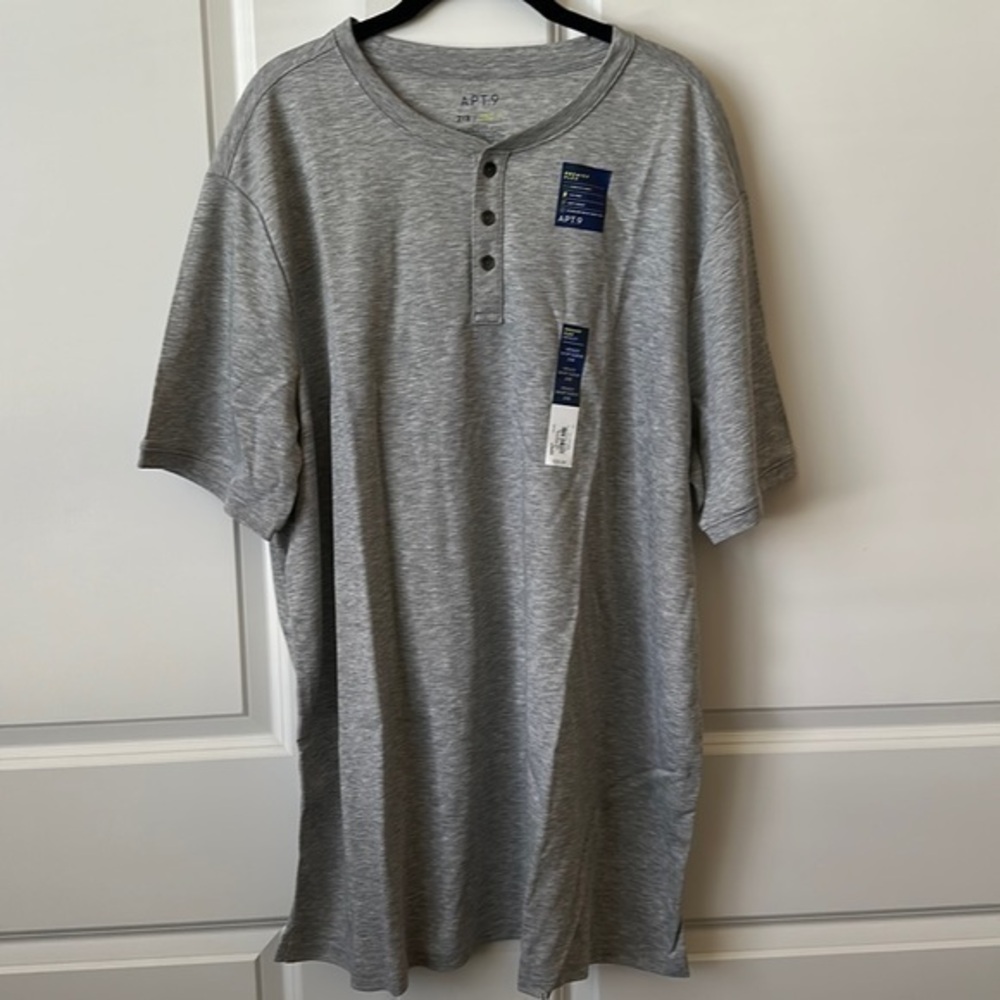 NWT Apt. 9 Core Classic-Fit Henley Men’s Gray shirt - Picture 1 of 6